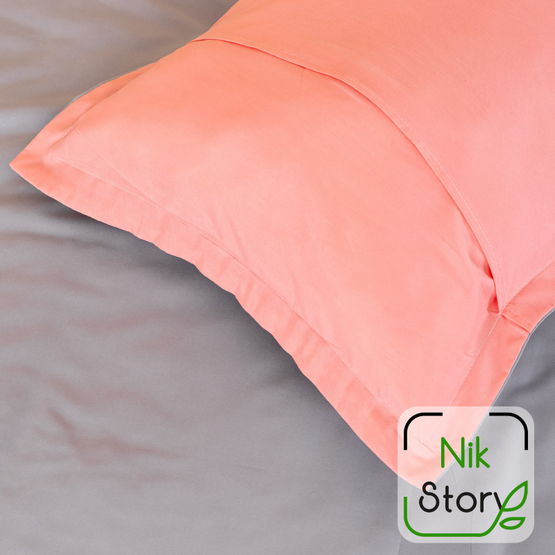 Постельное белье Наносатин New  (1,5 сп Розовый+серый )